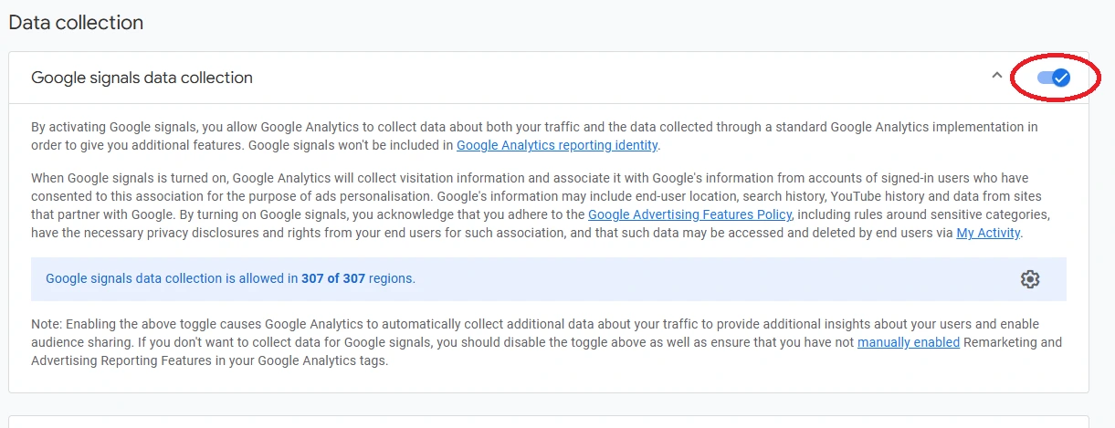 Google Signals data collection Google Analytics