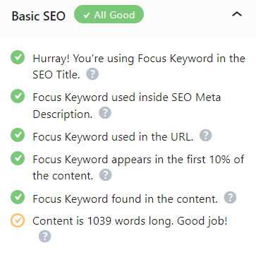 basis SEO rank math