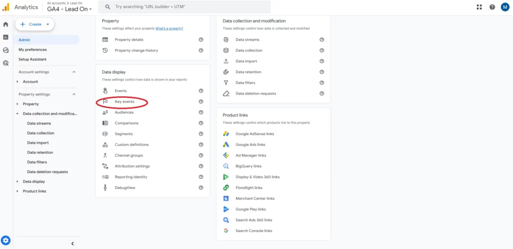 Key events Google Analytics